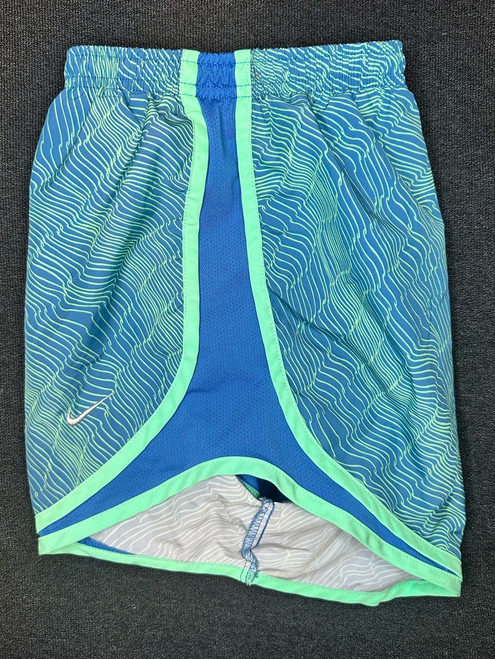 Nike Tempo Running Shorts Dri-FIT Blue Green Pattern Women’s Small Lined